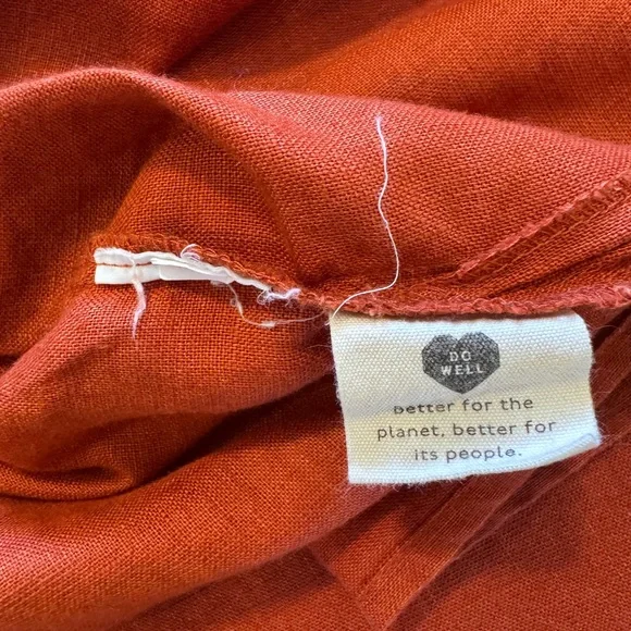 Madewell Linen Blend Midi Tank Dress Sz XS Sleeveless VNeck Rust Light Airy Boho - Picture 12 of 14